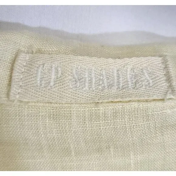 CP Shades Yellow Linen Embroidered Long Sleeve V-neck Boxy Oversized Top Size XS - Picture 6 of 7